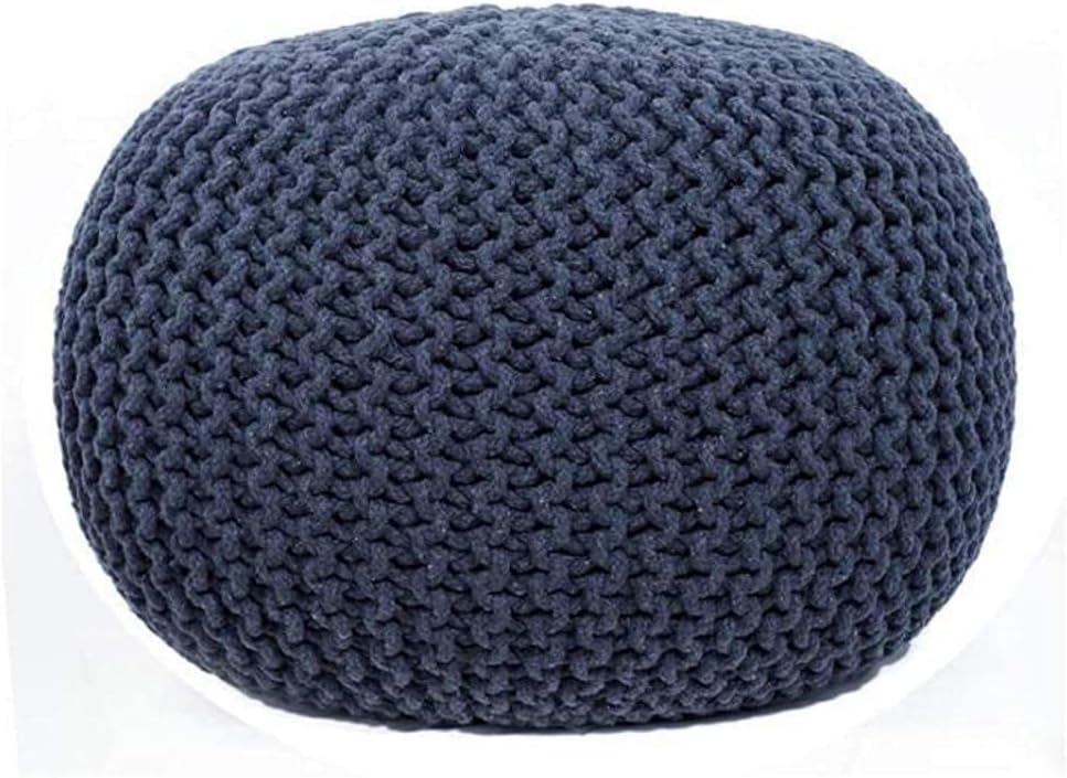Round Pouf Ottoman Hand Knitted