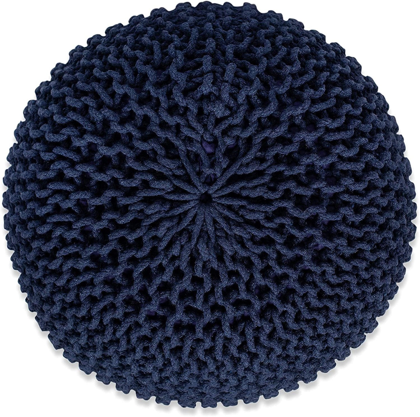 Round Pouf Ottoman Hand Knitted