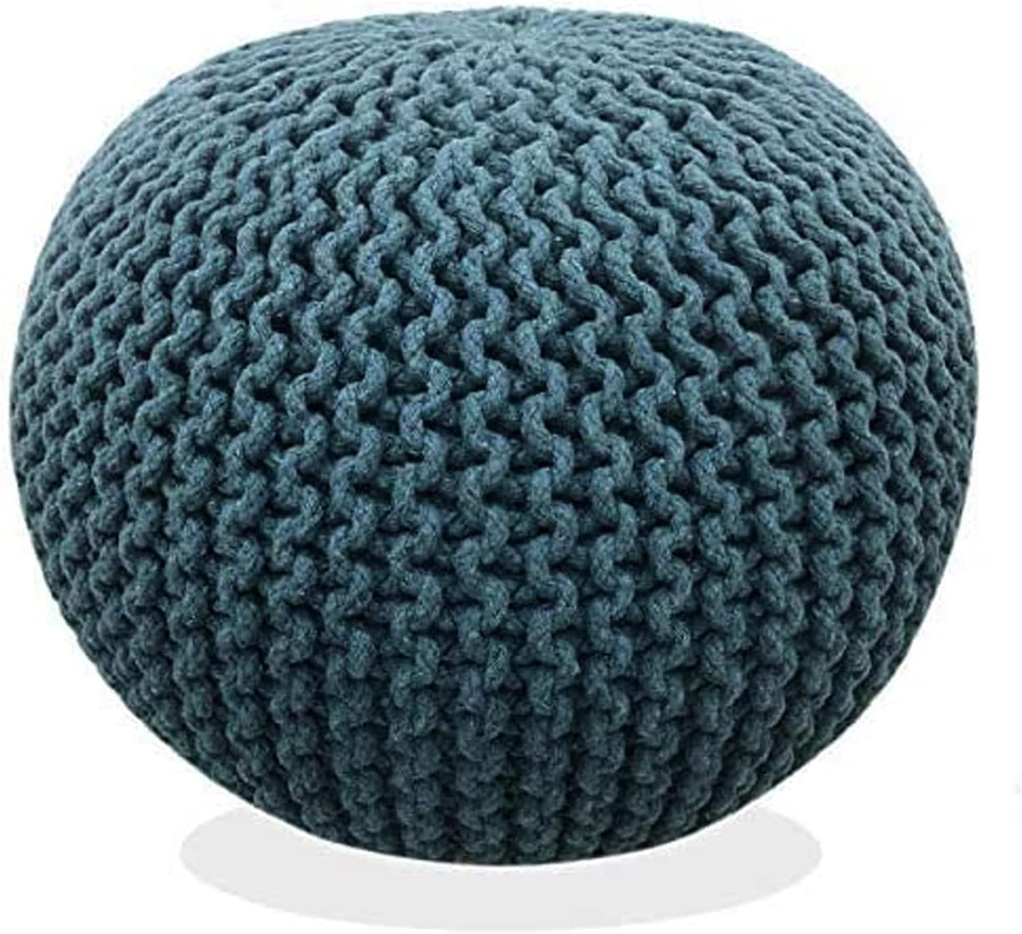 Round Pouf Ottoman Hand Knitted