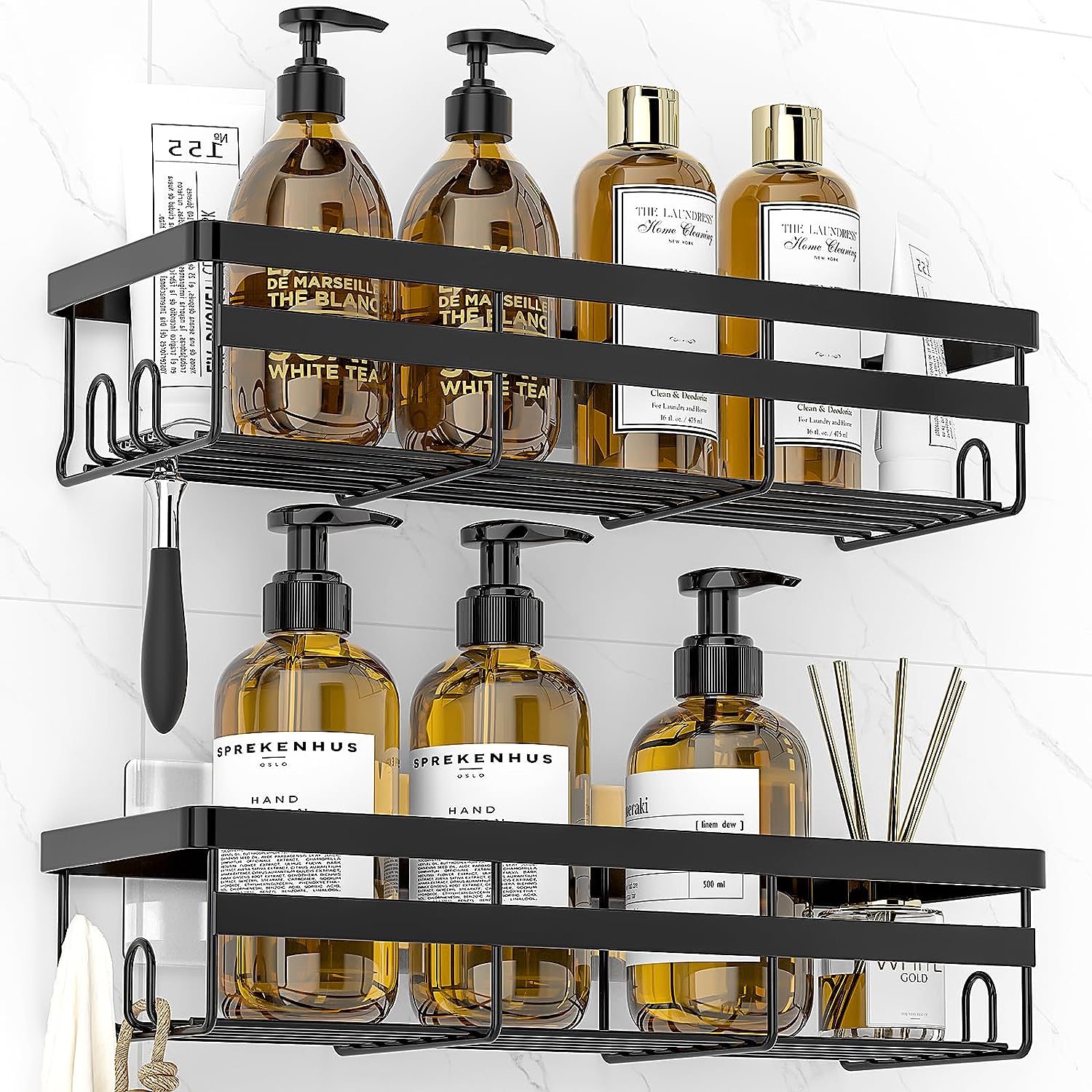 4-Pack Shower Caddy Shelf Organizer Rack with Shower Bar Soap