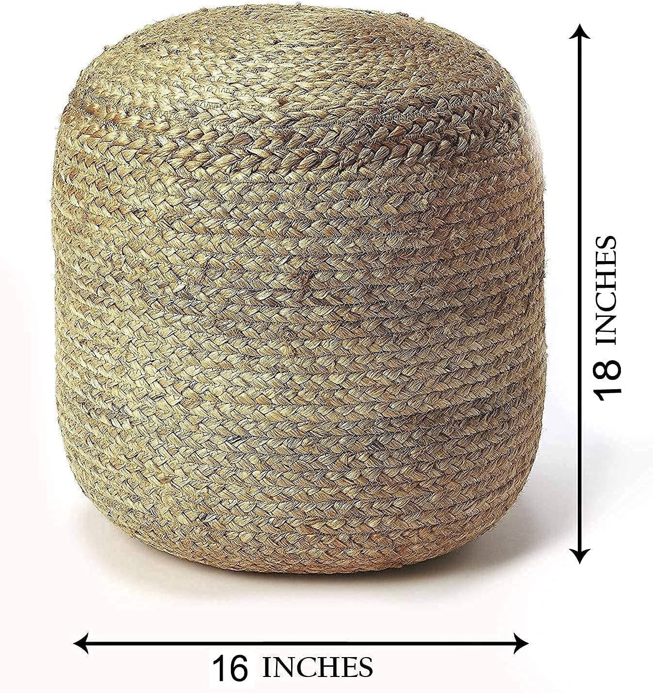 Round Pouf Ottoman Hand Knitted