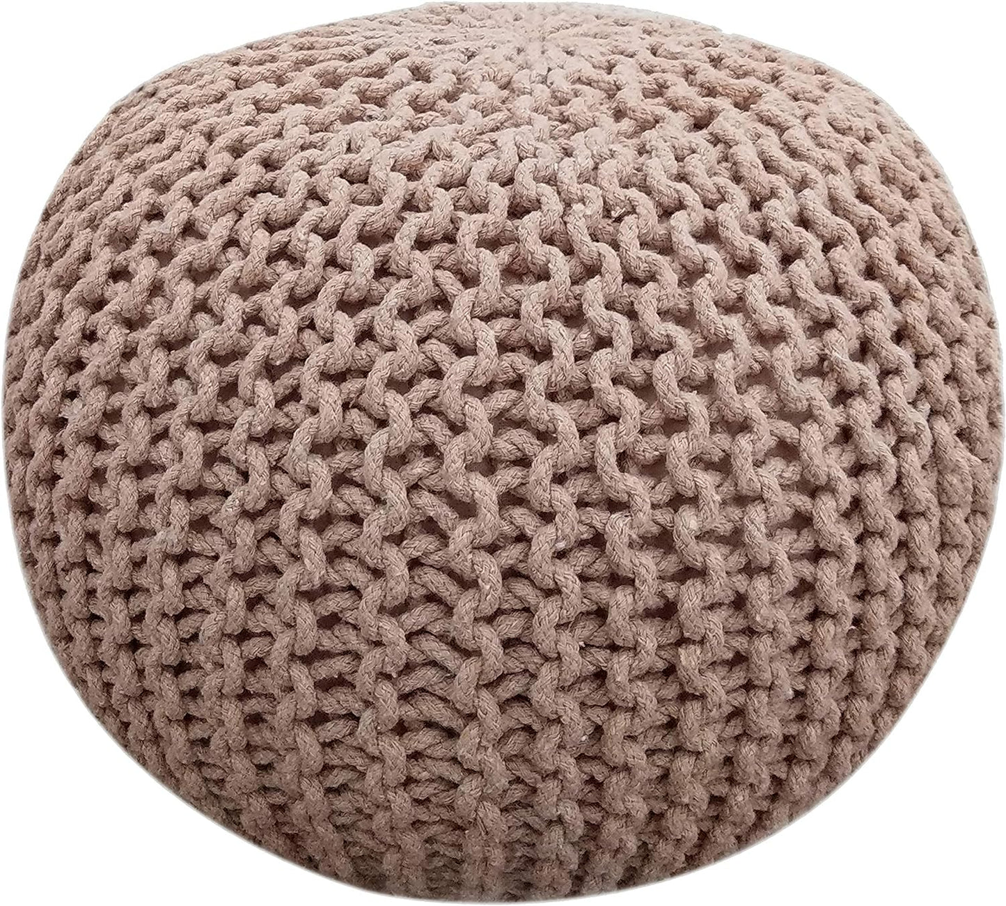 Round Pouf Ottoman Hand Knitted