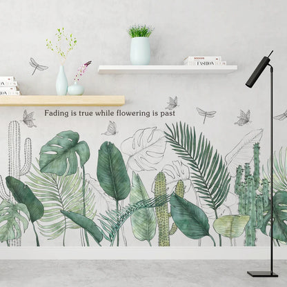 Large Nordic Green Leaf Wall Stickers