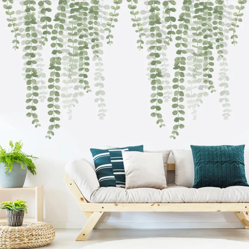 Large Nordic Green Leaf Wall Stickers