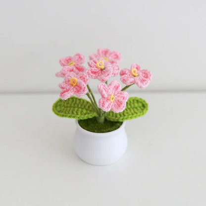 Handwoven Finished Yarn Knitted Flower Little Potted Plant