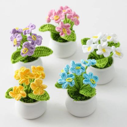 Handwoven Finished Yarn Knitted Flower Little Potted Plant