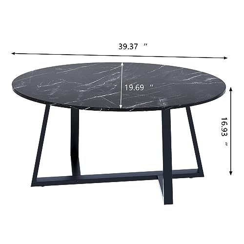 Oval Faux White Marble Coffee Table