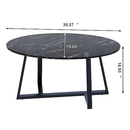 Oval Faux White Marble Coffee Table