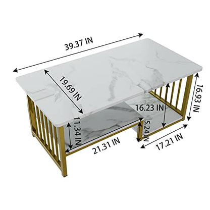 Oval Faux White Marble Coffee Table