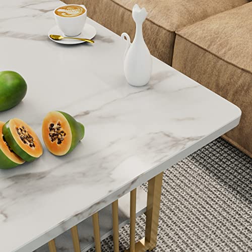 Oval Faux White Marble Coffee Table