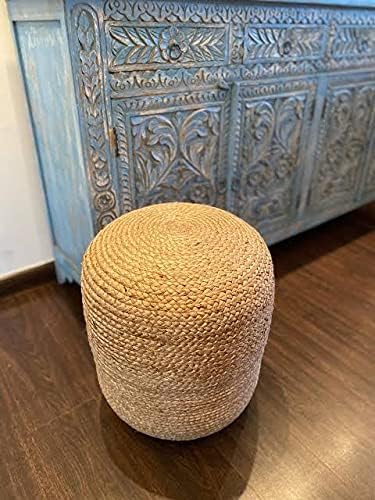 Round Pouf Ottoman Hand Knitted