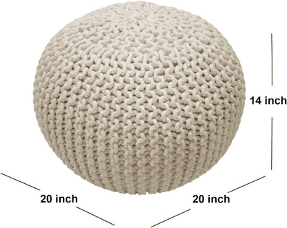 Round Pouf Ottoman Hand Knitted