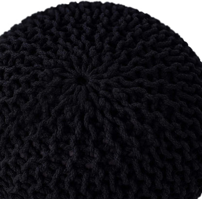 Round Pouf Ottoman Hand Knitted