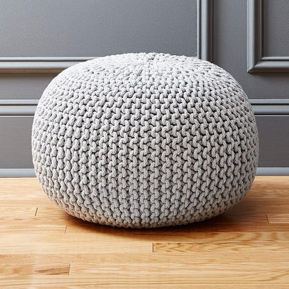 Round Pouf Ottoman Hand Knitted