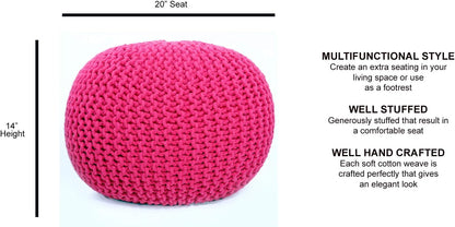 Round Pouf Ottoman Hand Knitted