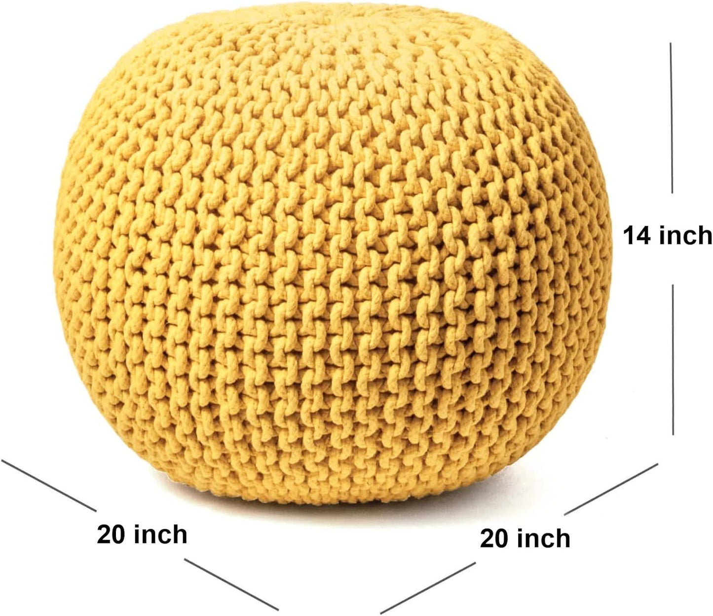 Round Pouf Ottoman Hand Knitted