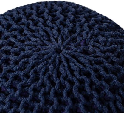 Round Pouf Ottoman Hand Knitted