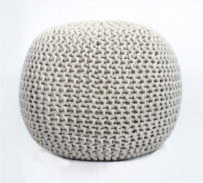 Round Pouf Ottoman Hand Knitted