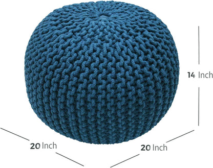 Round Pouf Ottoman Hand Knitted