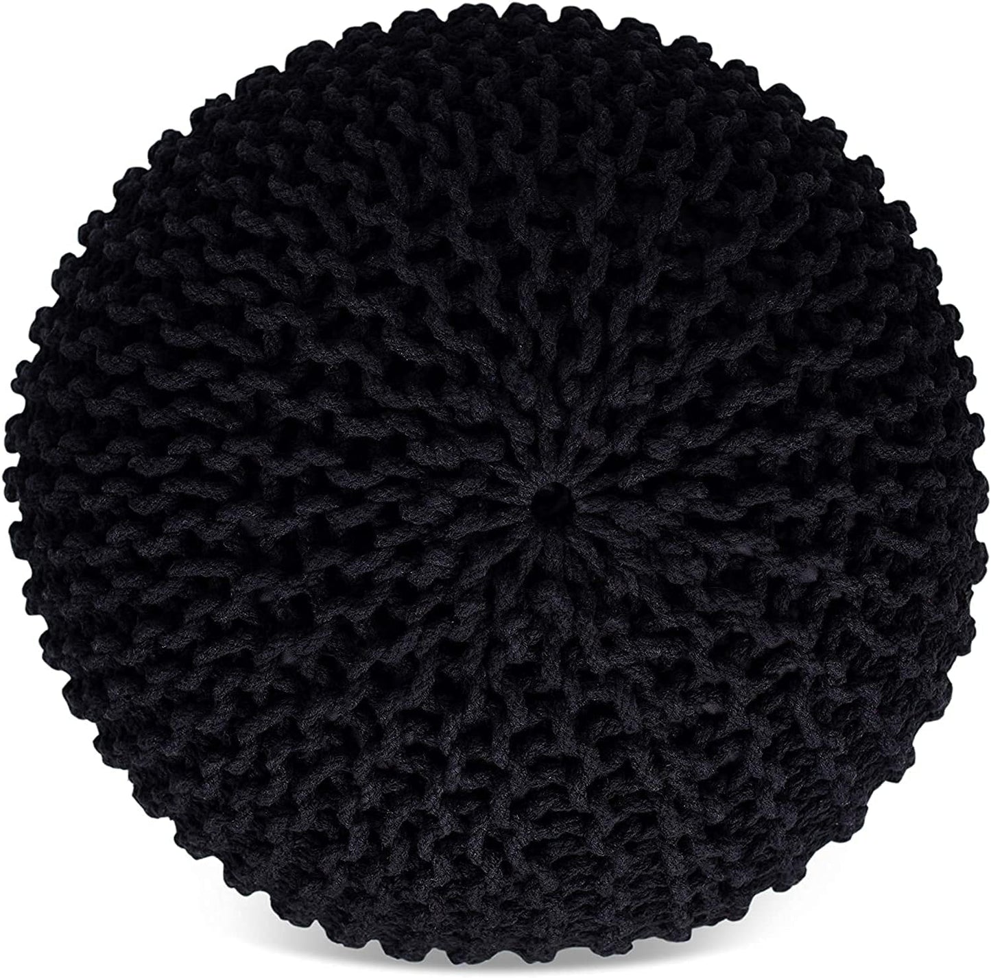 Round Pouf Ottoman Hand Knitted