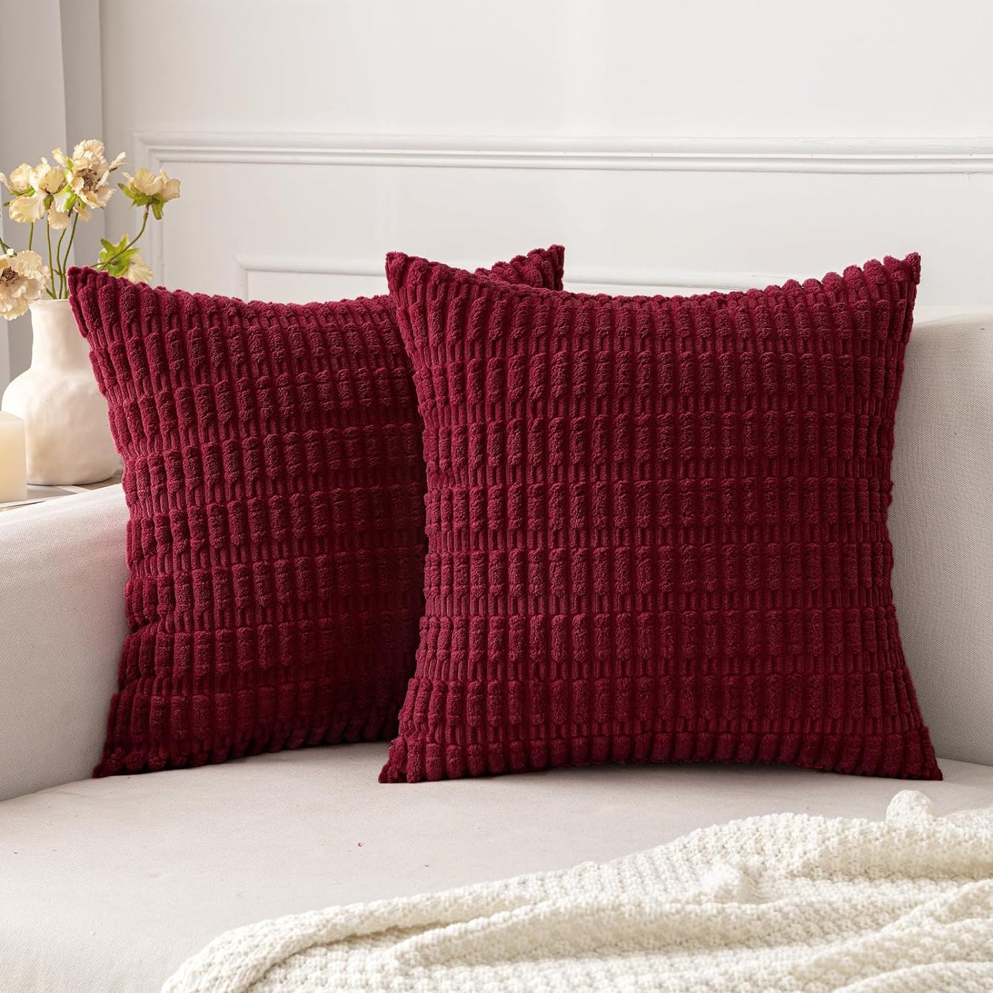 Corduroy Decorative Fall Throw Pillow Covers