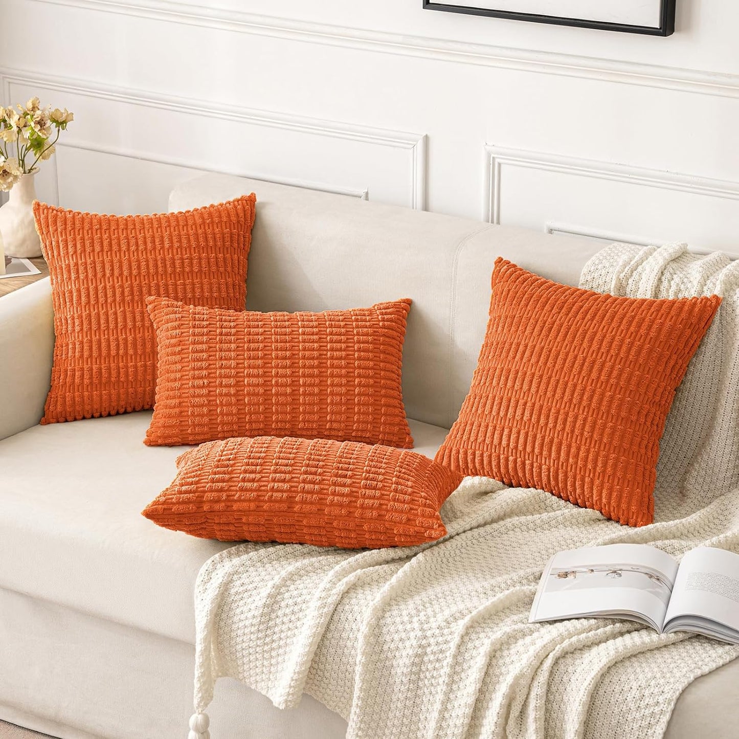 Corduroy Decorative Fall Throw Pillow Covers