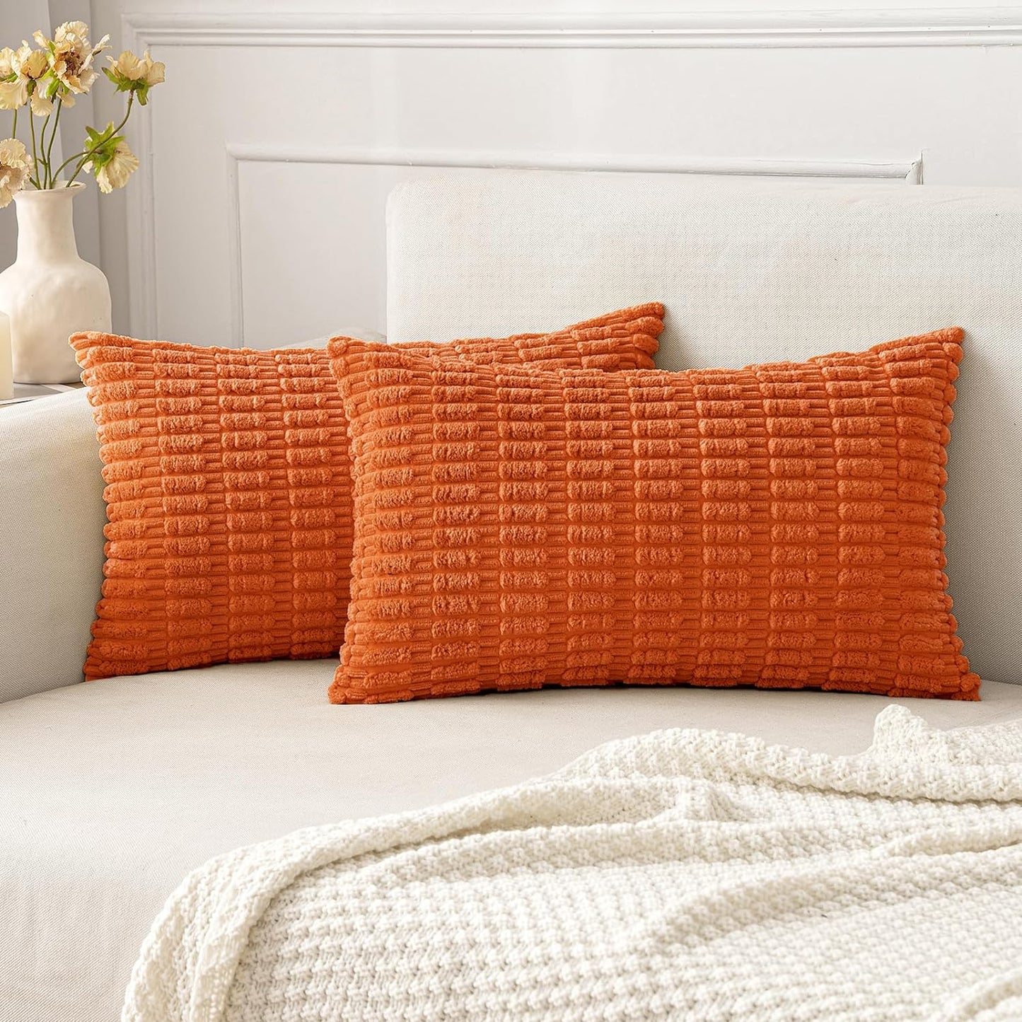 Corduroy Decorative Fall Throw Pillow Covers