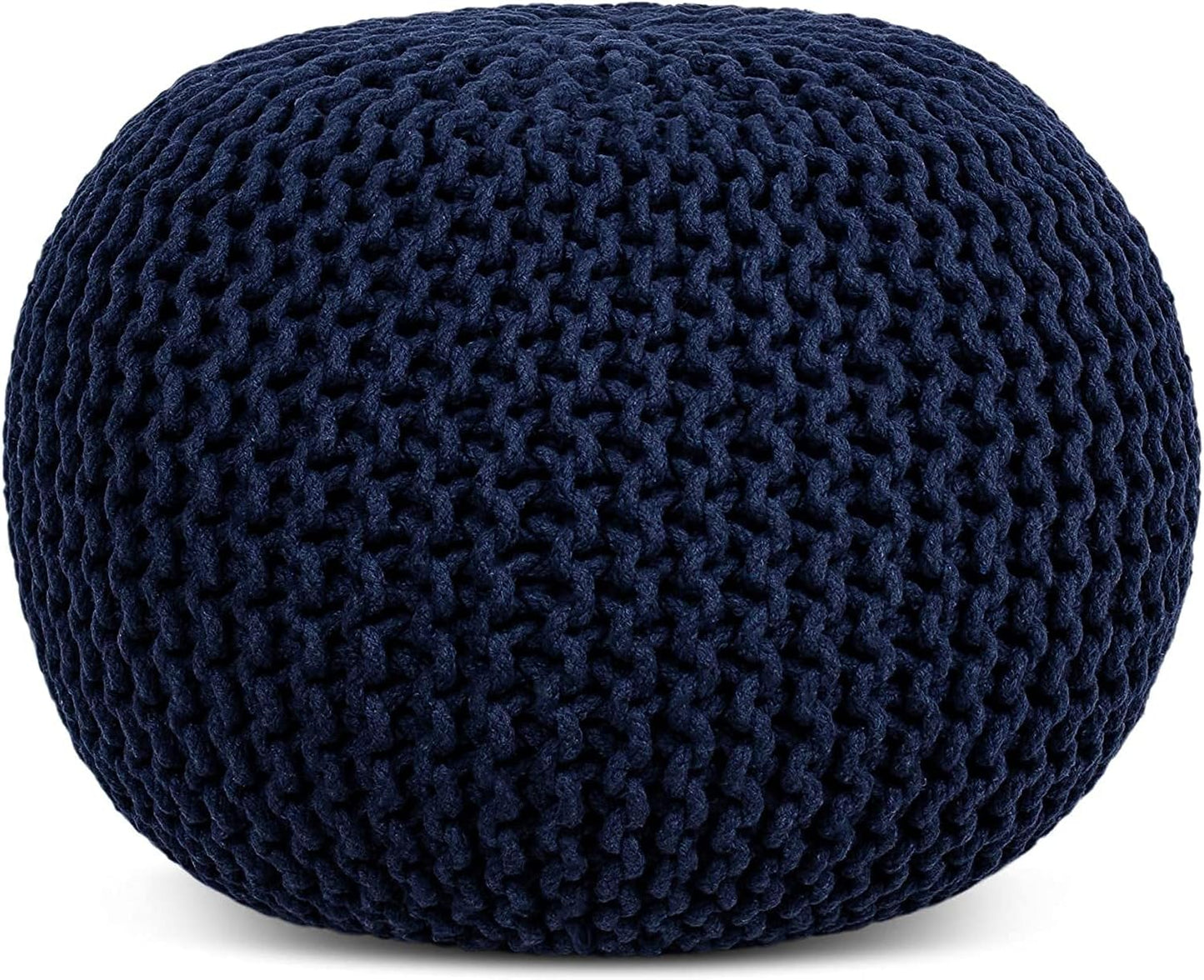 Round Pouf Ottoman Hand Knitted