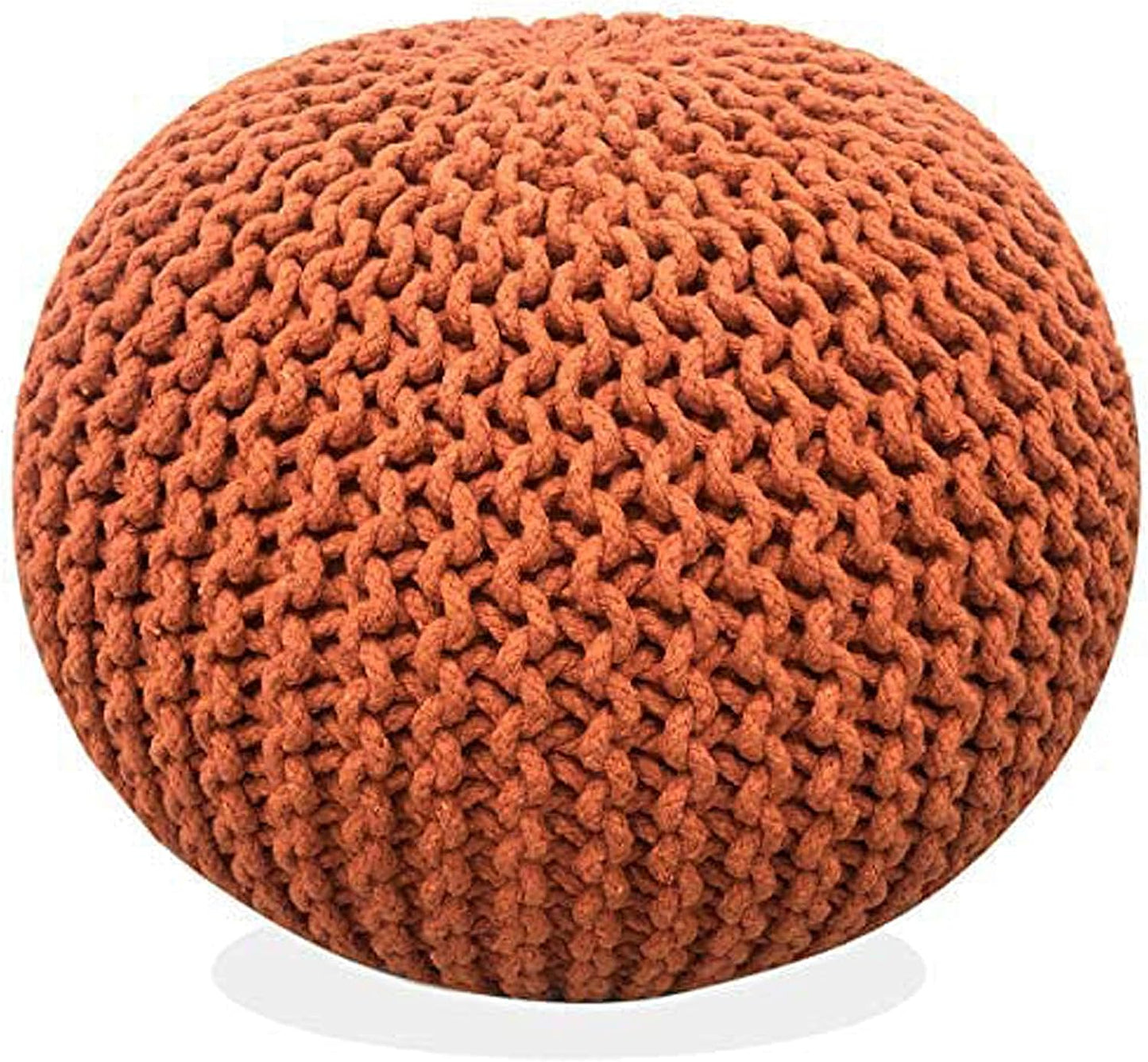 Round Pouf Ottoman Hand Knitted