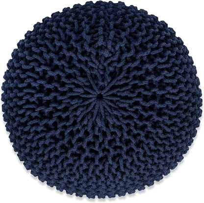 Round Pouf Ottoman Hand Knitted