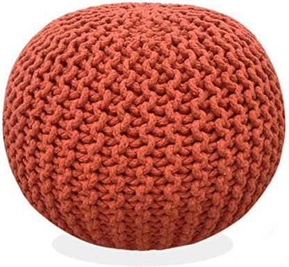 Round Pouf Ottoman Hand Knitted