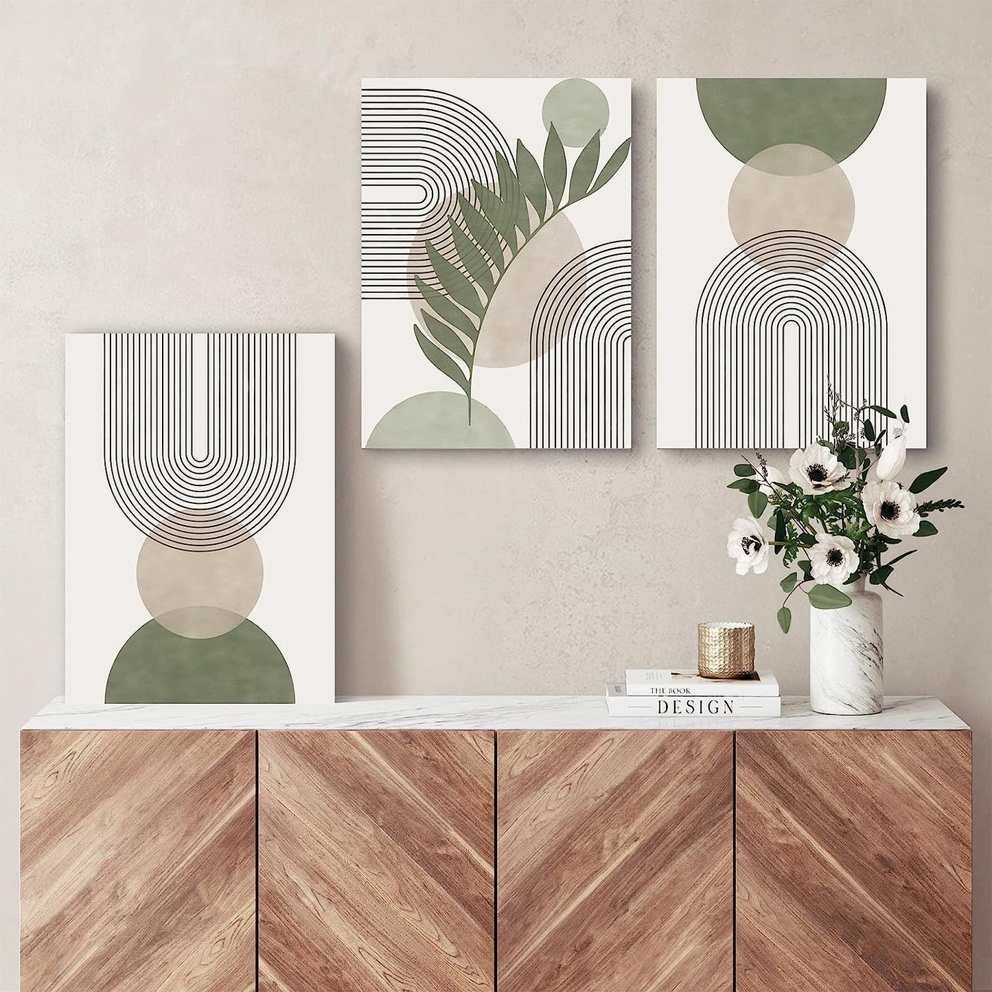 Sage Green Boho Wall Art Set of 3