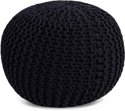 Round Pouf Ottoman Hand Knitted