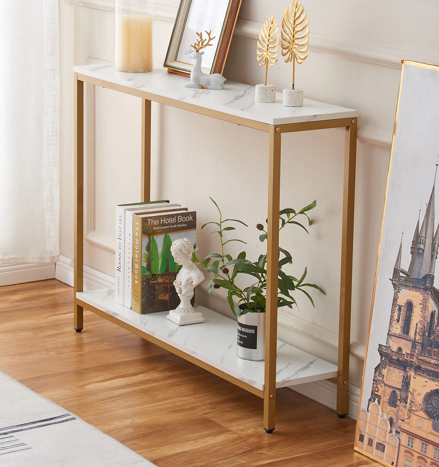 Console Table for Entryway (Faux Marble)