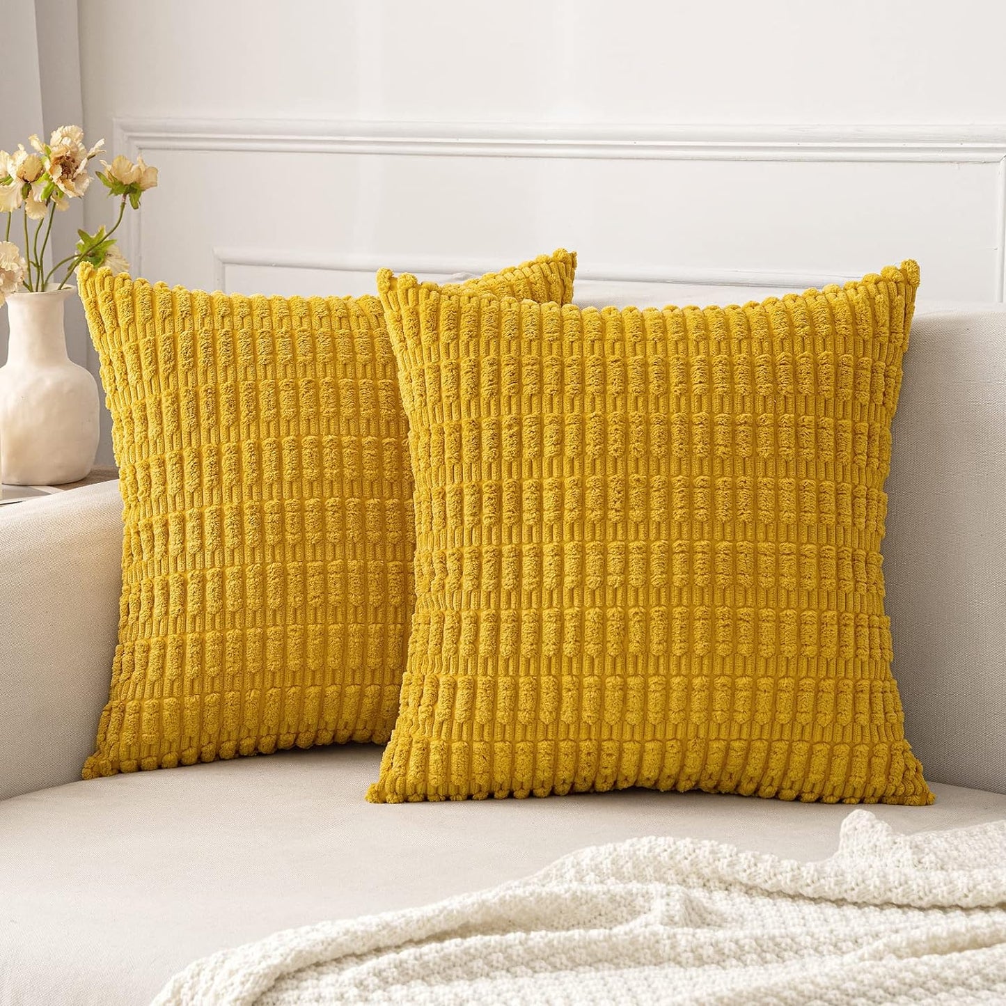 Corduroy Decorative Fall Throw Pillow Covers