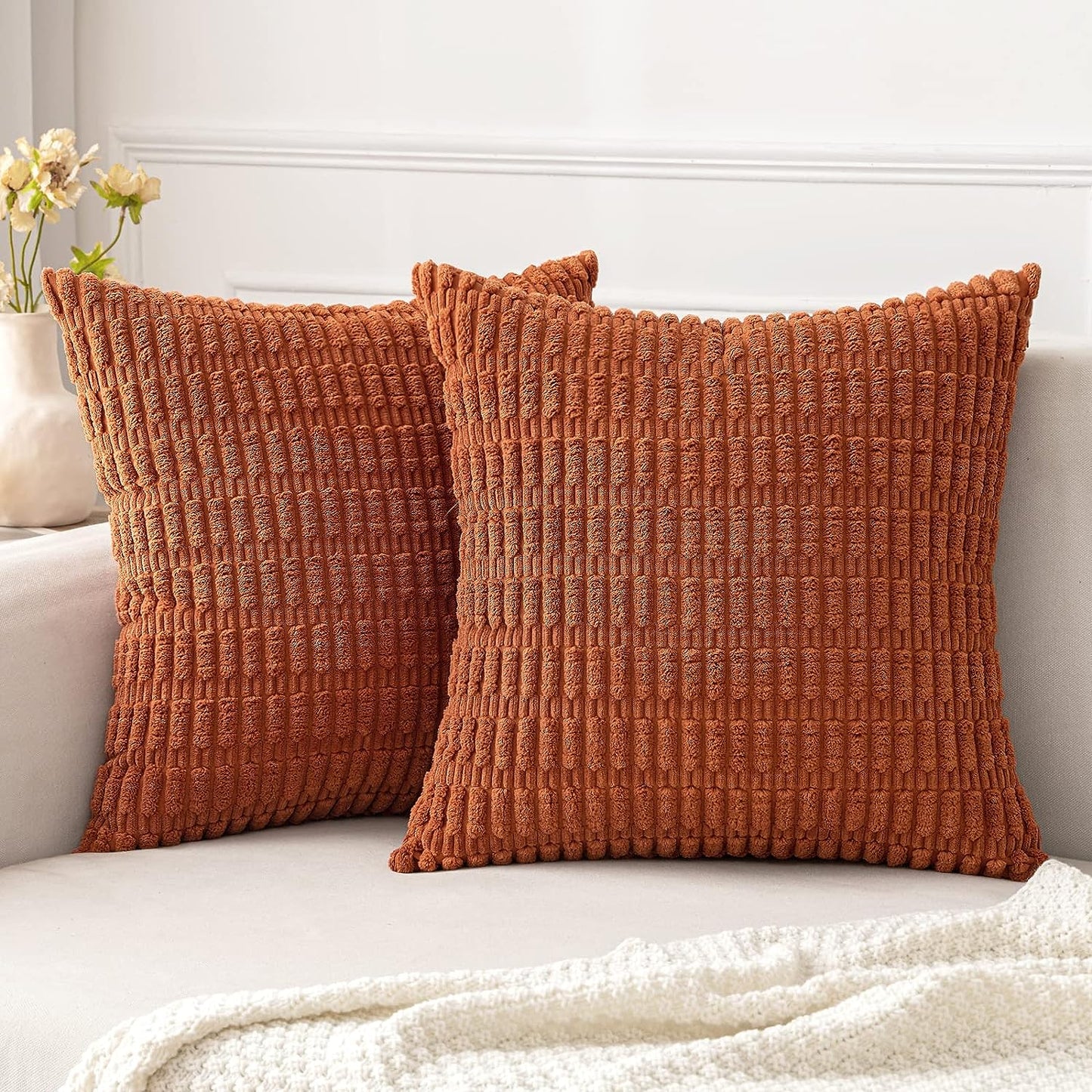 Corduroy Decorative Fall Throw Pillow Covers