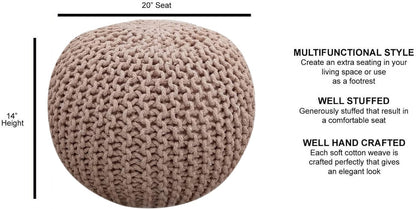 Round Pouf Ottoman Hand Knitted