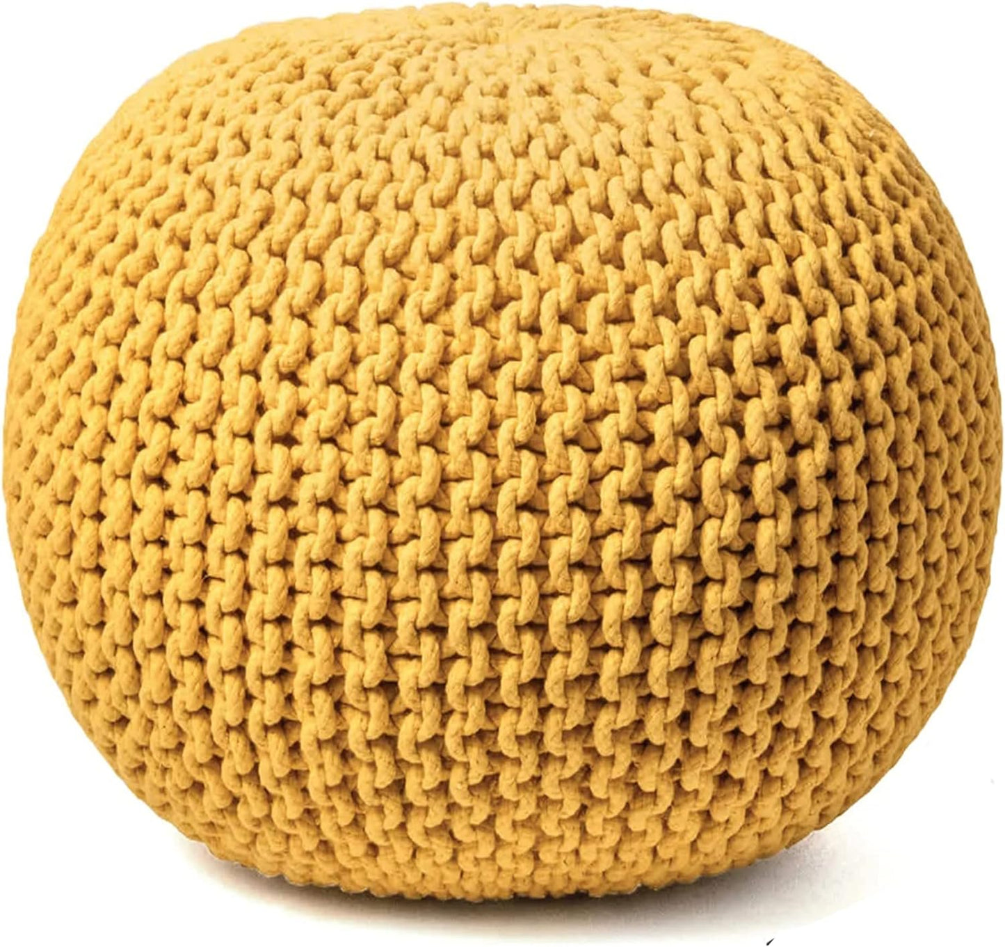 Round Pouf Ottoman Hand Knitted