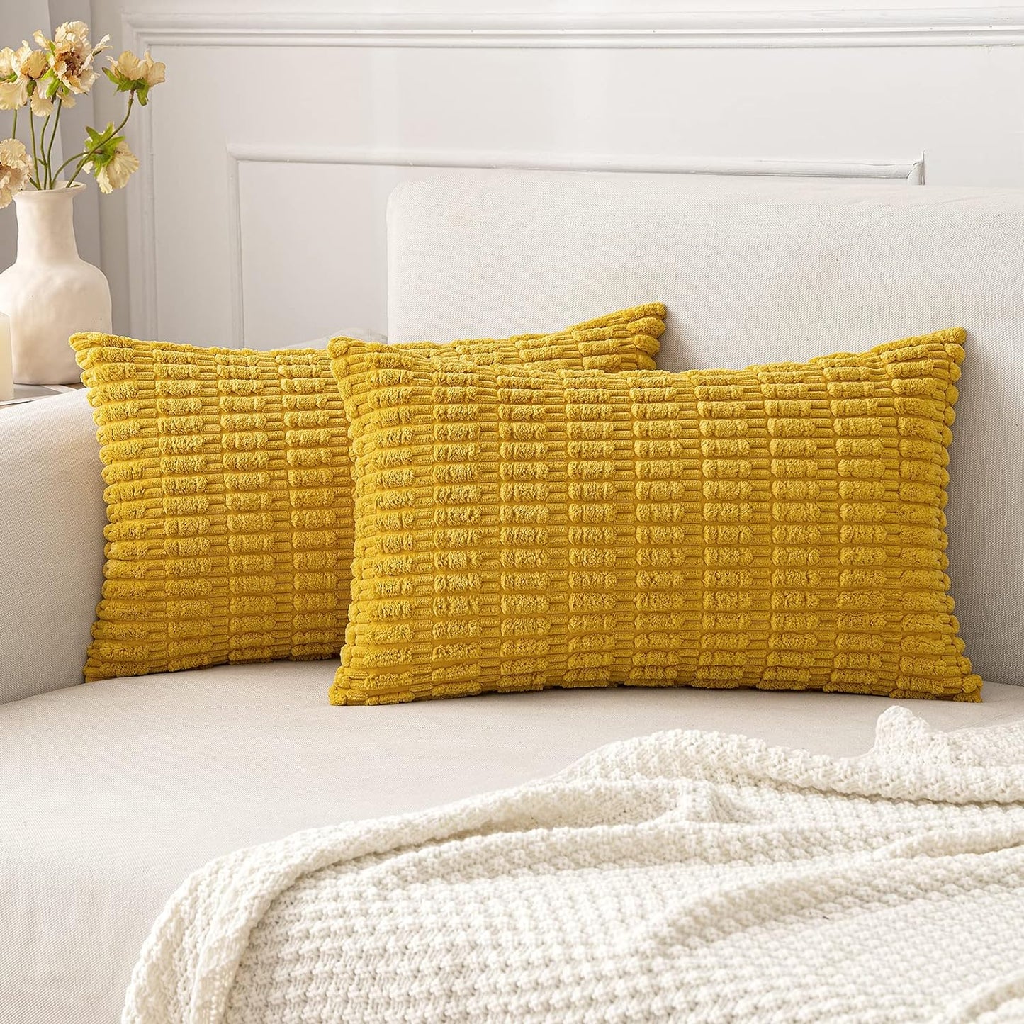 Corduroy Decorative Fall Throw Pillow Covers