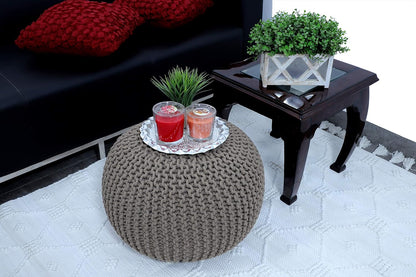 Round Pouf Ottoman Hand Knitted