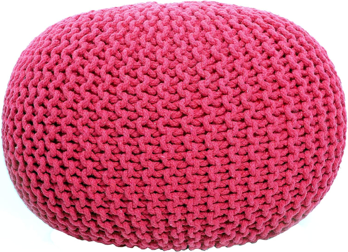 Round Pouf Ottoman Hand Knitted