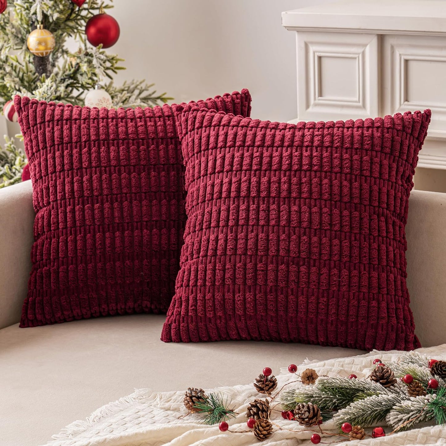 Corduroy Decorative Fall Throw Pillow Covers