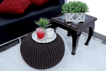 Round Pouf Ottoman Hand Knitted