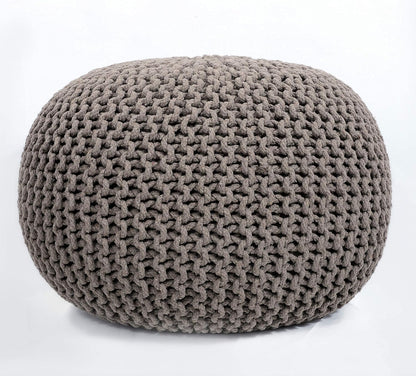 Round Pouf Ottoman Hand Knitted